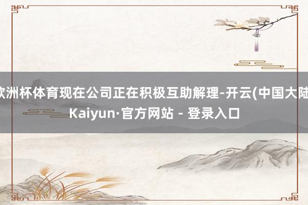 欧洲杯体育现在公司正在积极互助解理-开云(中国大陆)Kaiyun·官方网站 - 登录入口